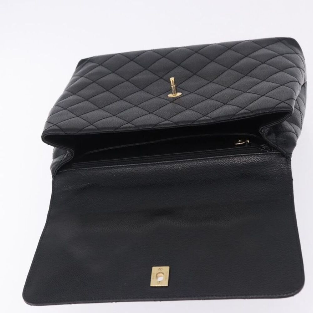 Chanel Coco Top Handle Quilted Caviar With Lizard Black Leather Handbag - Picture 13 of 16